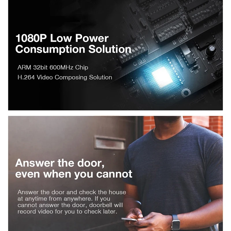 Беспроводной видеодомофон 1080P с сигналом пассивным ИК датчиком движения ночным