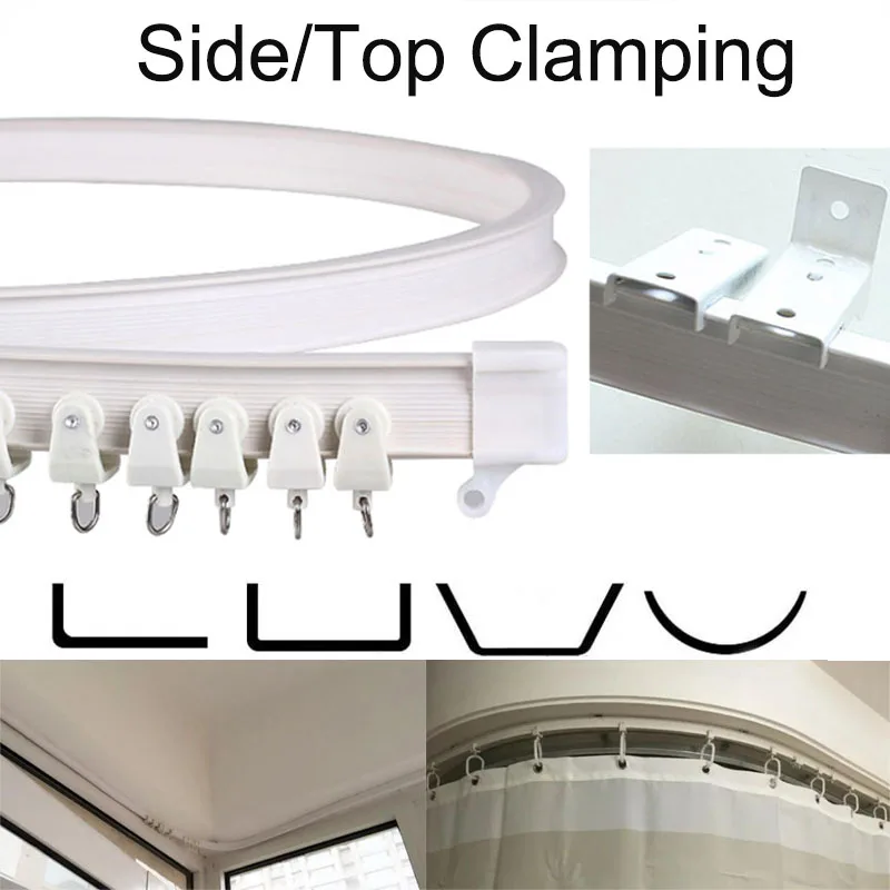 

2M Curtain Track Rod Rail Plastic Flexible Ceiling Mounted Curved Straight Slide Windows Bendable Accessories Kit Home Decor
