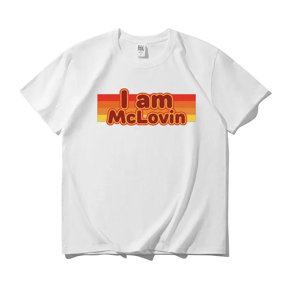 

I Am Mclovin Logo Print T Shirt Short Sleeve Spring Summer Streetwear Men Women Shrink-proof Cotton T-shirts Regular White Tees