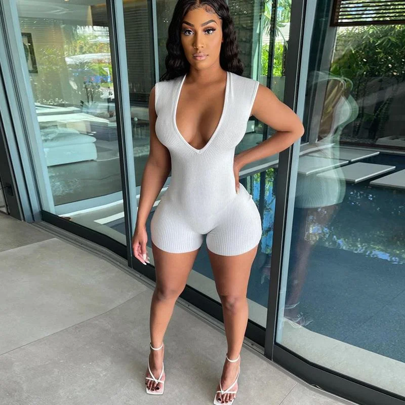 

Bodysuit Women Elegant Sleeveless Deep V Slim For Women Ladies Solid Women Bodysuit Bodycon Casual Clothing Women's Body Female