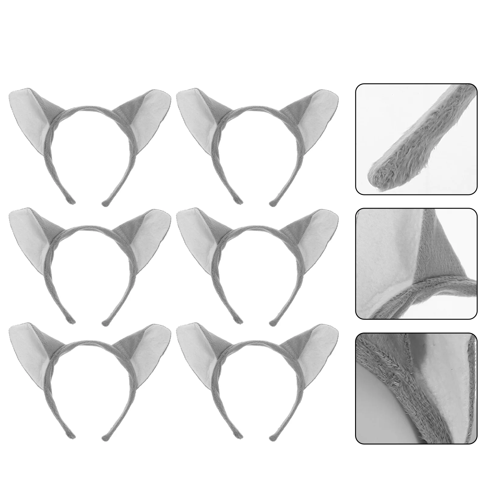 

6pcs Wolf Ears Headbands Jungle Animals Hair Hoops Headpiece for Birthday Party