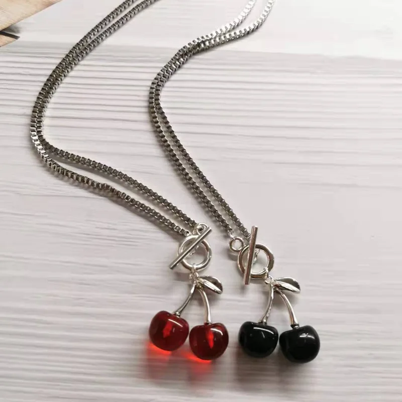 

European and American Fashion New Big Cherry Pendant Necklace Wholesale Women and Jewelry Banquet Party Couple Gifts