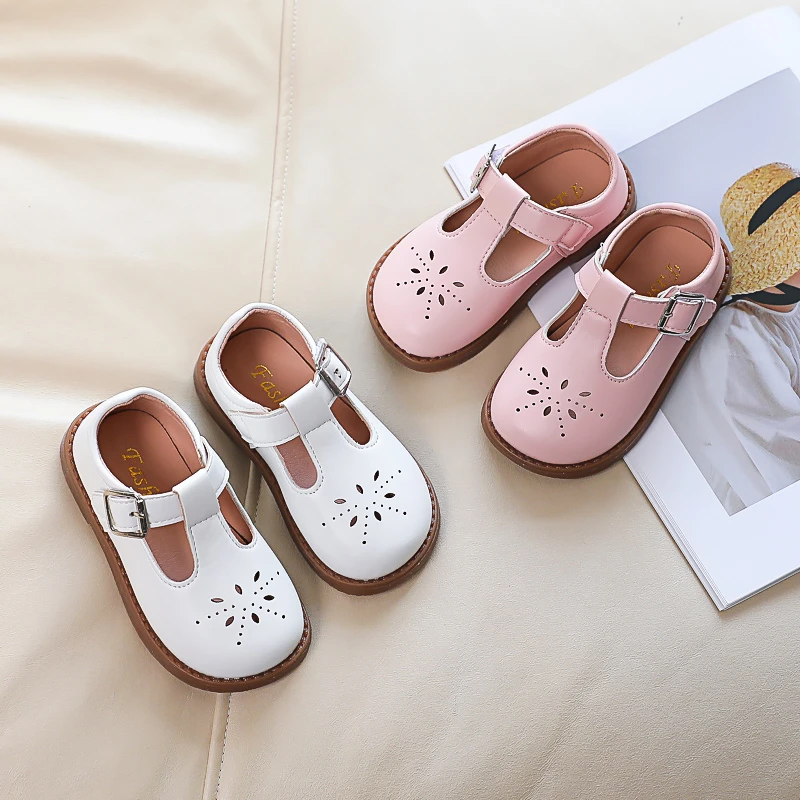 

Туфли кожаные для девочек и принцесс, Классическая маленькая рельефная обувь, бежевые, на осень, розовые, для младенцев, 21-30 T-образный ремешок