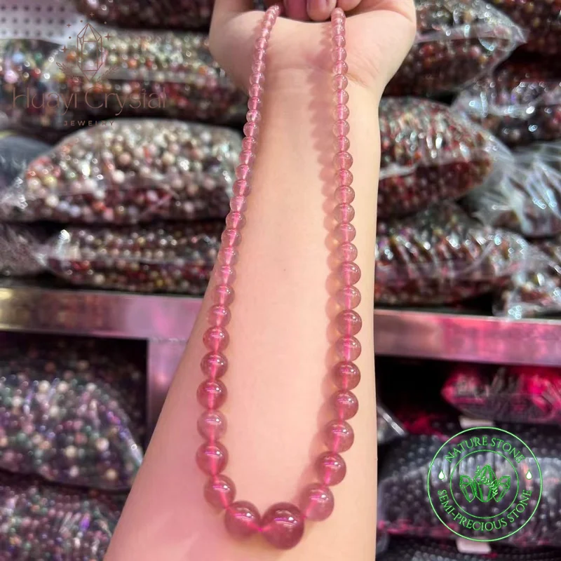 

Natural Strawberry Crystal Beads Pagoda Necklace for Women's Gemstone Jewellery Wholesale