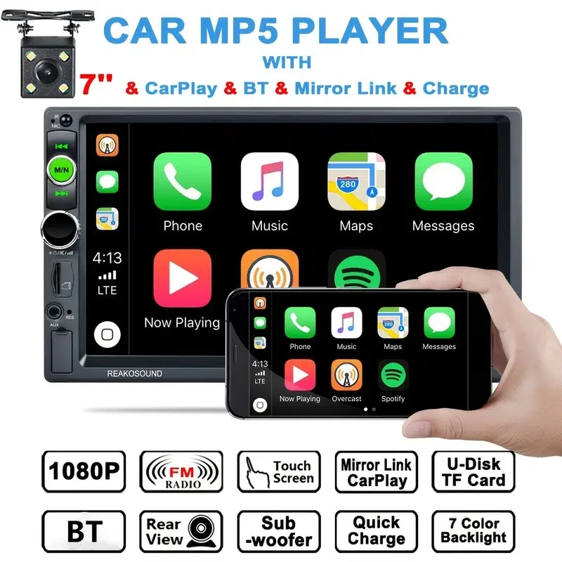 

Din 7'' Touch Screen D-Play Car MP5 Player With FM Radio, Universal Car Multimedia Player With Rear Camera