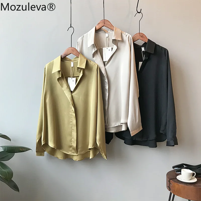 

Mozuleva Women Shirt Long Sleeve Loose Woman Clothes Elegant Ladies Solid Shirts 2022 Spring Autumn Work Wear Tops