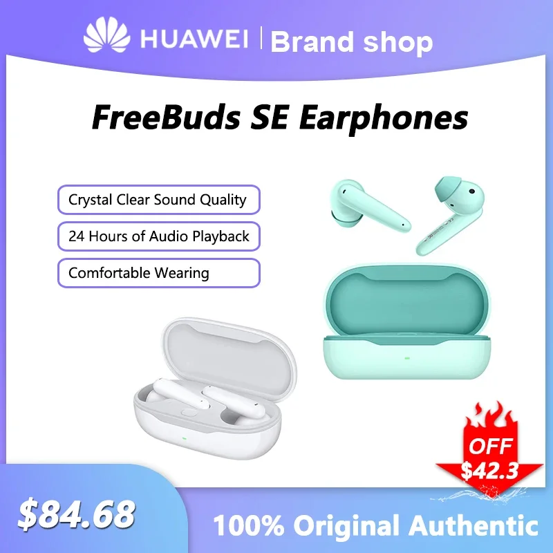Оригинальные Bluetooth-наушники Huawei FreeBuds SE водонепроницаемые с шумоподавлением