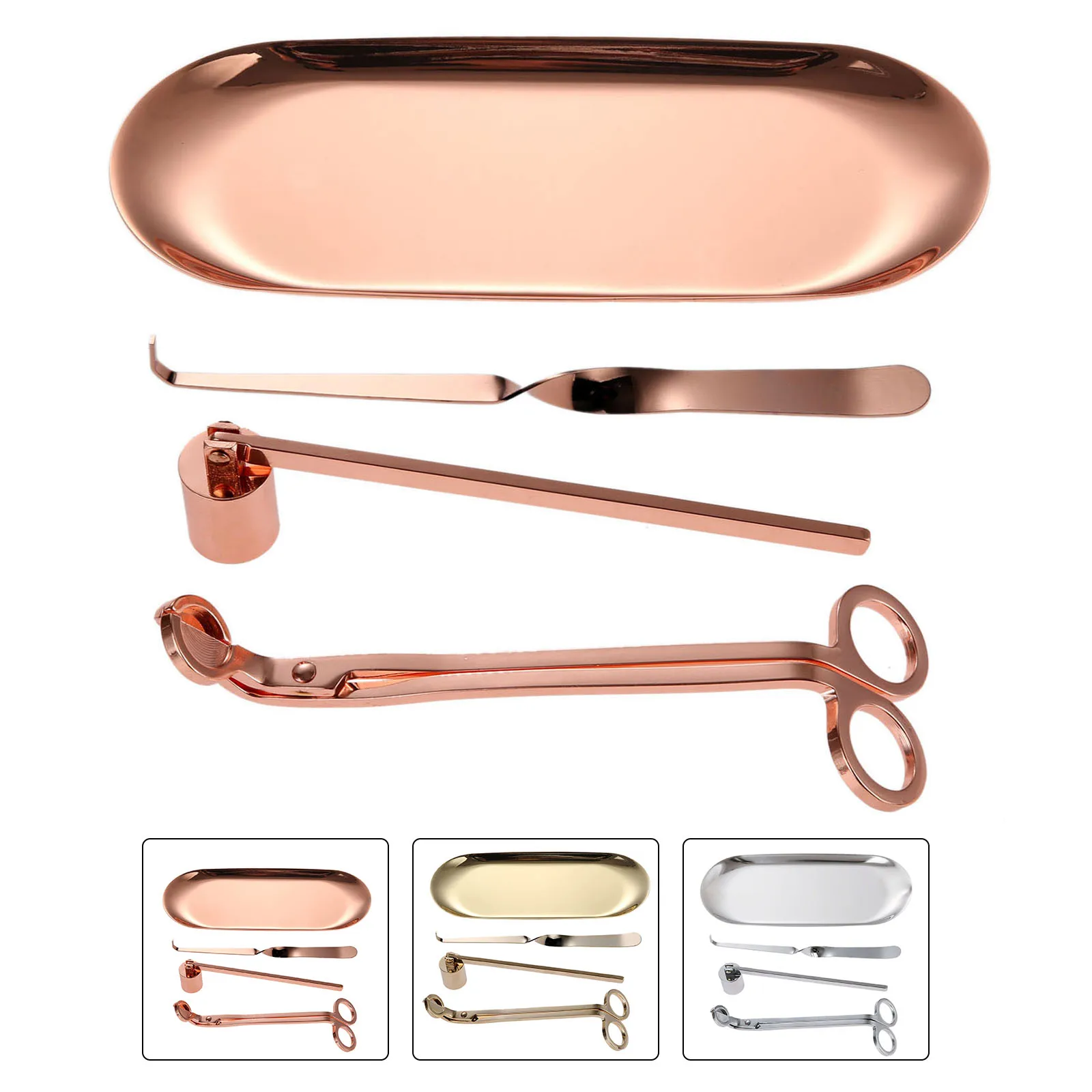 

4pcs Candle Accessory Care Kit Wick Trimmer Candle Wick Dipper Scissor Snuffer Storage Tray Candle Extinguisher Repair Tool Set