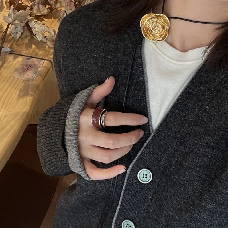 95AB Ожерелье с цветком камелии ожерелье регулируемой длиной для вечерней