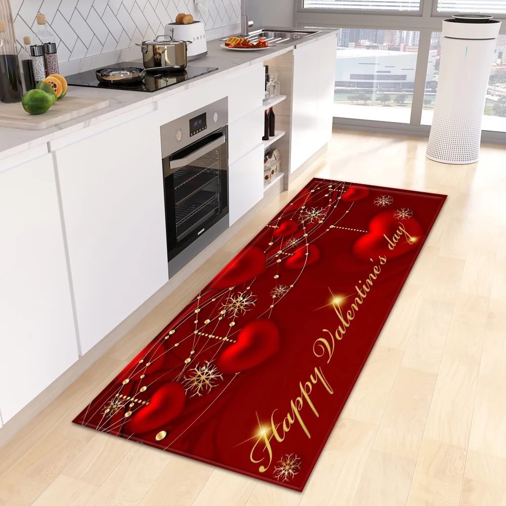

Valentine's Day Kitchen Mat Entrance Doormat Living Room Bedroom Decor Foot Rug Home Bathroom Hallway Floor Door Non-Slip Carpet