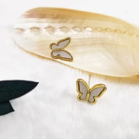 renya white butterfly stud earrings zinc alloy resin earrings for girls women outing date romantic jewelry accessories gift