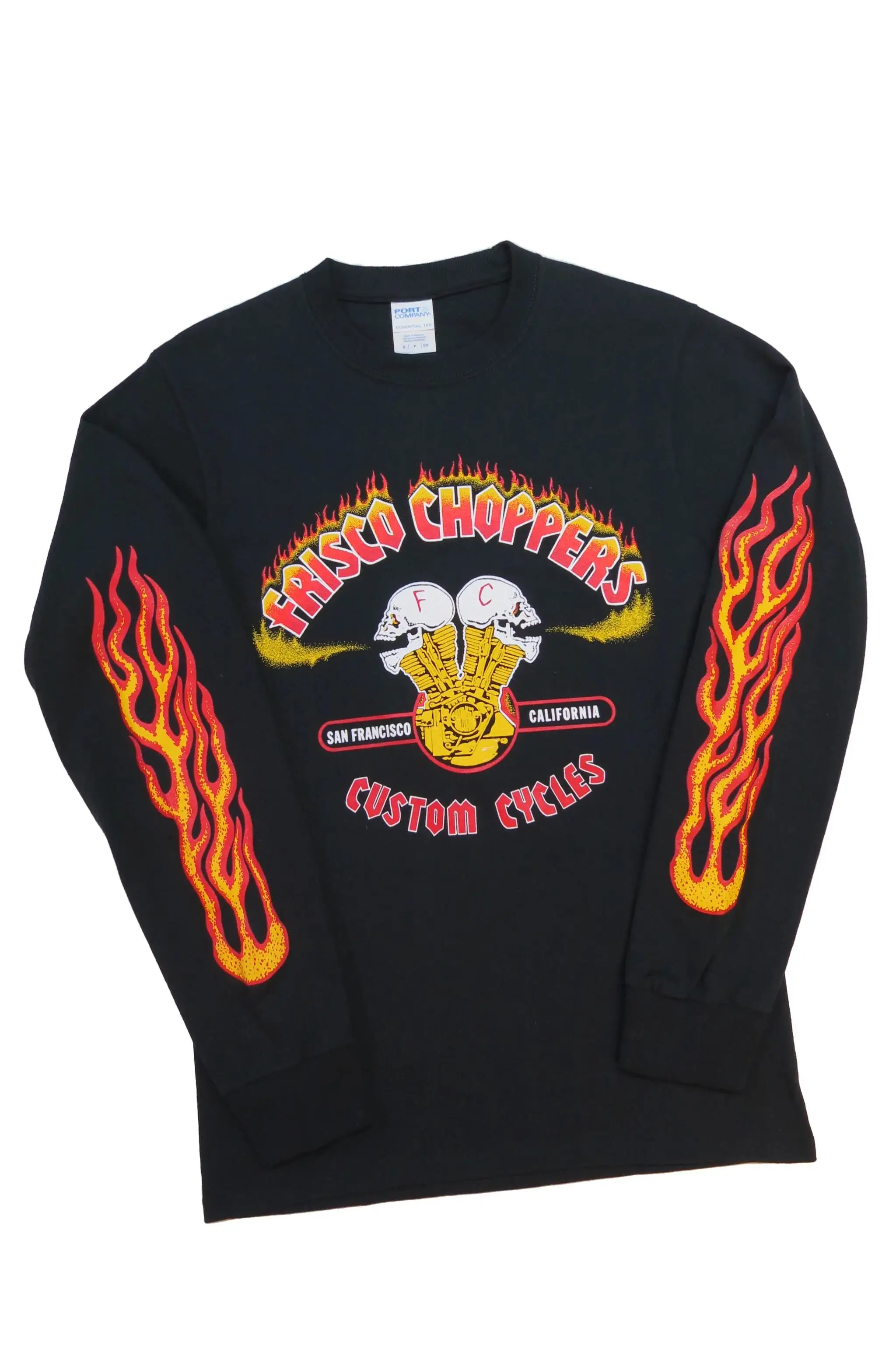 

T-shirt for men San Frisco Choppers Flame Fire Skull Black T-shirts for men Vintage Skeleton Motorcycle camisetas y2k clothes