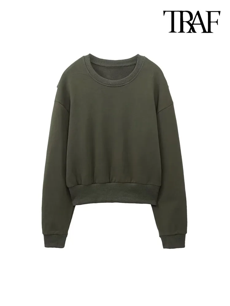 

Женский Укороченный свитшот с длинным рукавом и круглым вырезом