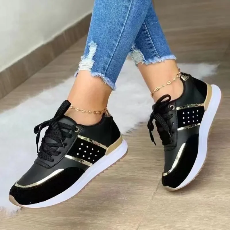 

Sneakers Women Platform Shoes Leather Patchwork Woman Casual Shoes Sport Shoes Ladies Outdoor Running Vulcanized Shoes