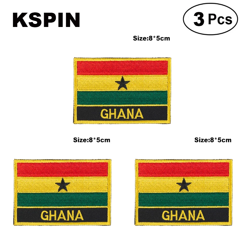 

Ghana Rectangular Shape Flag patches embroidered flag patches national flag patches for clothing DIY Decoration