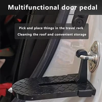 universal foldable car door step pedal portable space saving car latch hook doorstep aluminum alloy roof rack foot pedal ladder