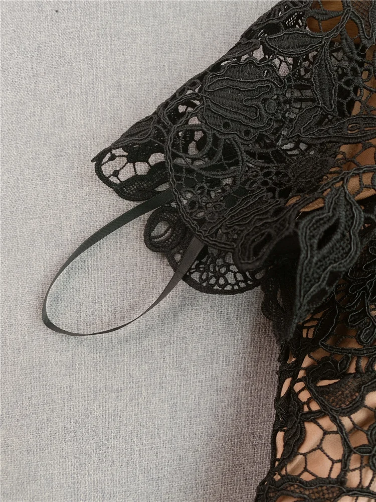 Официальное Платье сверхпрочное кружевное однобортное ажурное платье