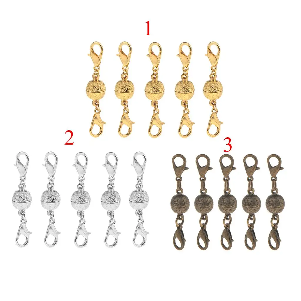 

5 Ball Shaped Magnetic Clasps Connectors Jewelry DIY Findings for Necklace