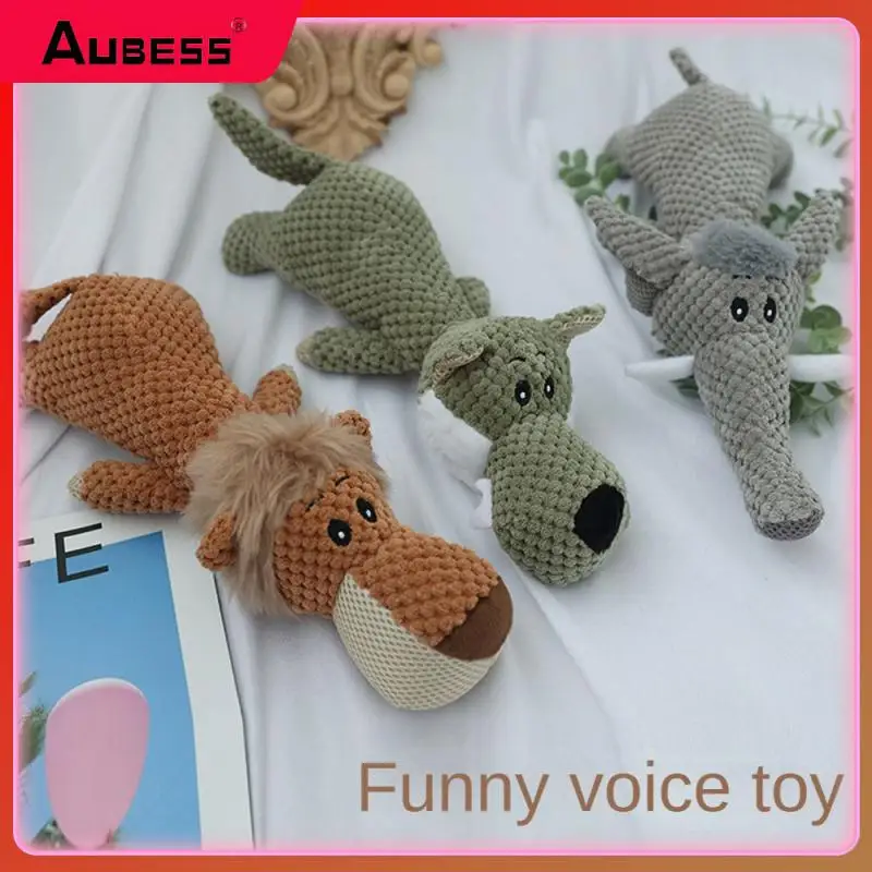 Soft And Palatable Pet Chewing Toys Enhance Emotions New Cartoon Animal Squeaking Dog Toys Cute Animal Shapes Puppy Chewing Toys