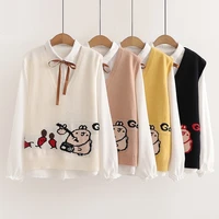 sweet knitted sweaters women fashion 2022 new autumn winter casual pullovers v neck style cartoon print streetwear vest sweaters