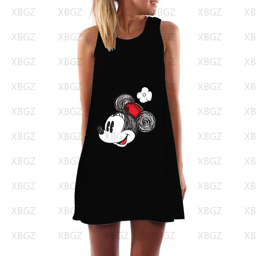 Dresses for Women 2021 Party Sexy Dress Boho 3D Print Elegant Luxury Mickey Sleeveless Minnie Mouse Summer Woman 2022 Disney Y2k