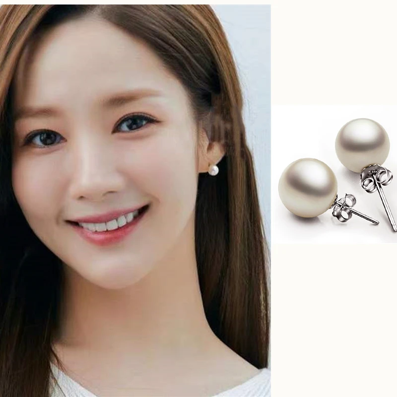 

10mm new drama Pearl simple Park Min Young People from the Meteorological Agency fashion for women girls Earrings Korean