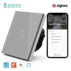 Умный светильник ель света BSEED Zigbee, настенный сенсорный переключатель с дистанционным управлением через приложение Google Alexa Tuya, с серой стеклянной панелью, без нейтрального стекла, 123 клавиши