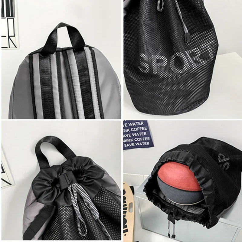 Men Basketball Sports Bag Soccer Storage Mesh Bags Gym Training Shoulder Backpack Fitness Handbag Drawstring School Bag  X557A