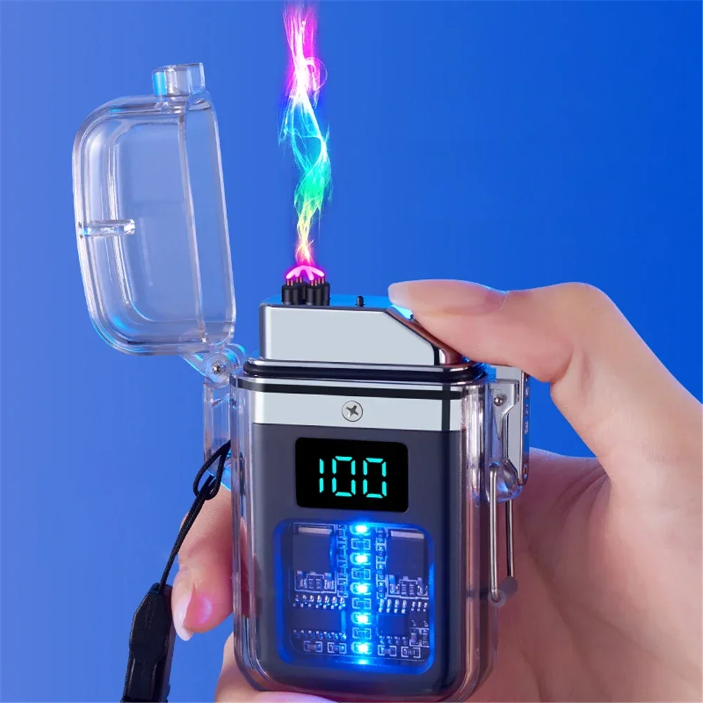 Светящаяся электрическая зажигалка градиентная Водонепроницаемая уличная с