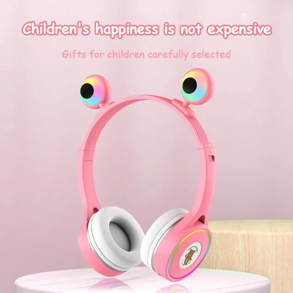 

SY-T31 Flash Light Cute Eys Wireless Headphone For Girls Kids RGB LED Over-Ear Bluetooth V5.1 Headphone Support TF Card Hot