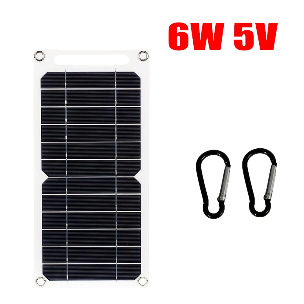 

Монокристаллическая солнечная панель, 6 Вт, 5 В, Водонепроницаемая USB-зарядка для улицы, зарядная плата с карабином, солнечное зарядное устройство для планшетов