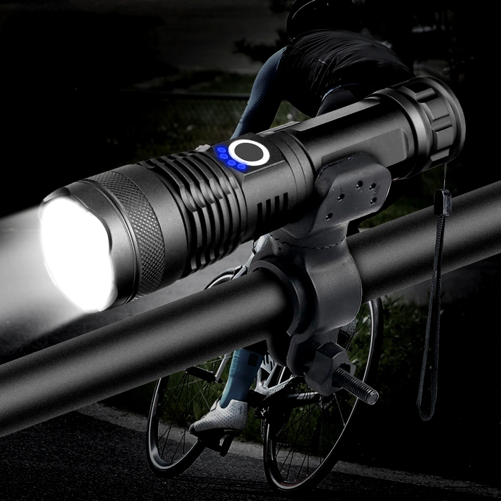 Купи Most Powerful XHP50 LED Flashlight USB Rechargeable USB Zoom Bike Light Torch 18650 26650 for outdoor Bike Light за 1,632 рублей в магазине AliExpress