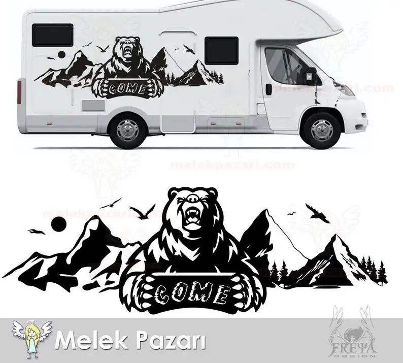 

2 piece - Bear Nature Landscape Off Road Camping Caravan Sticker