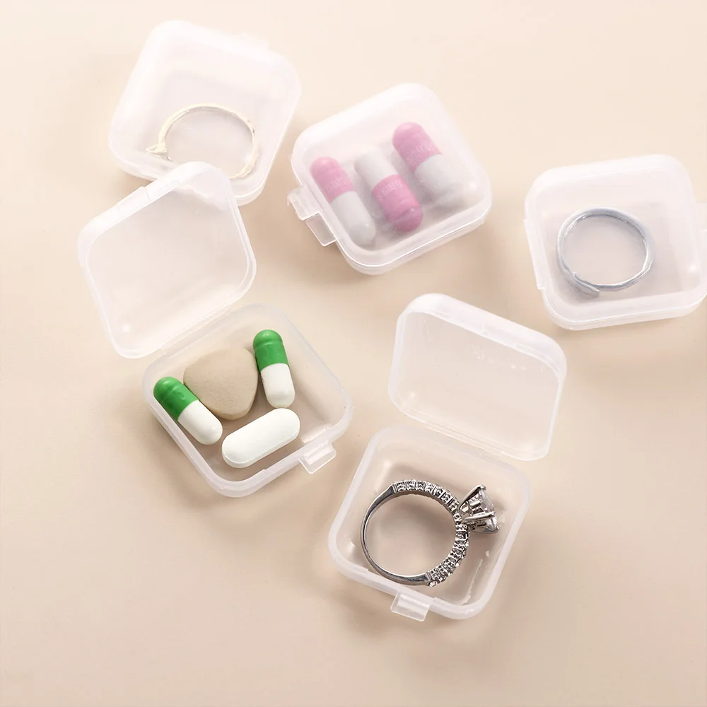 

Square Transparent Plastic Container Jewelry Makeup Bead Storage Box Portable Small Jewelry Display Cosmetics Case Organizer