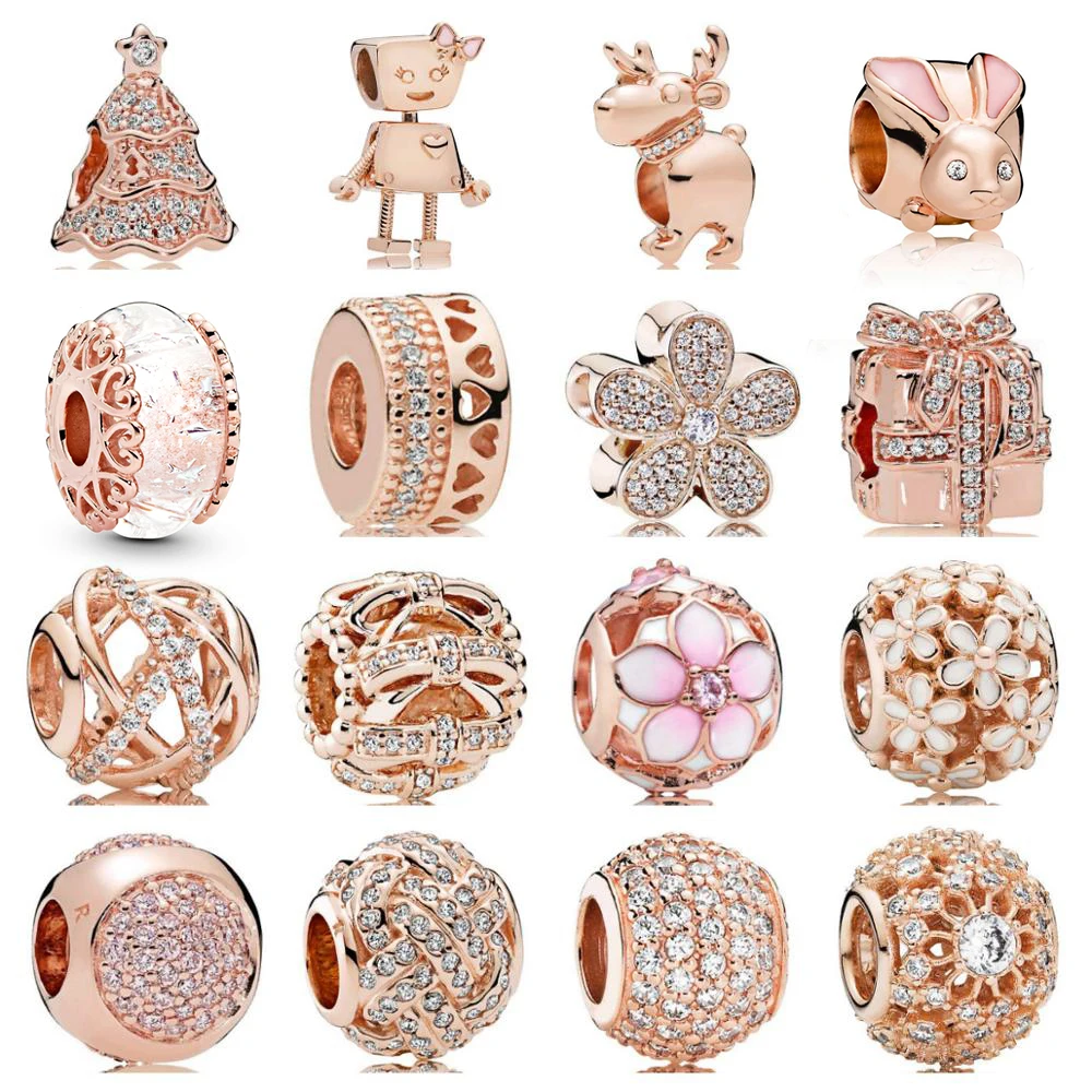 

100% 925 Sterling Silver pan Jewelry Galaxy Openwork Reindeer Eyes Dai Disordered Daisy Charms Beaded DIY Bracelet Gifts