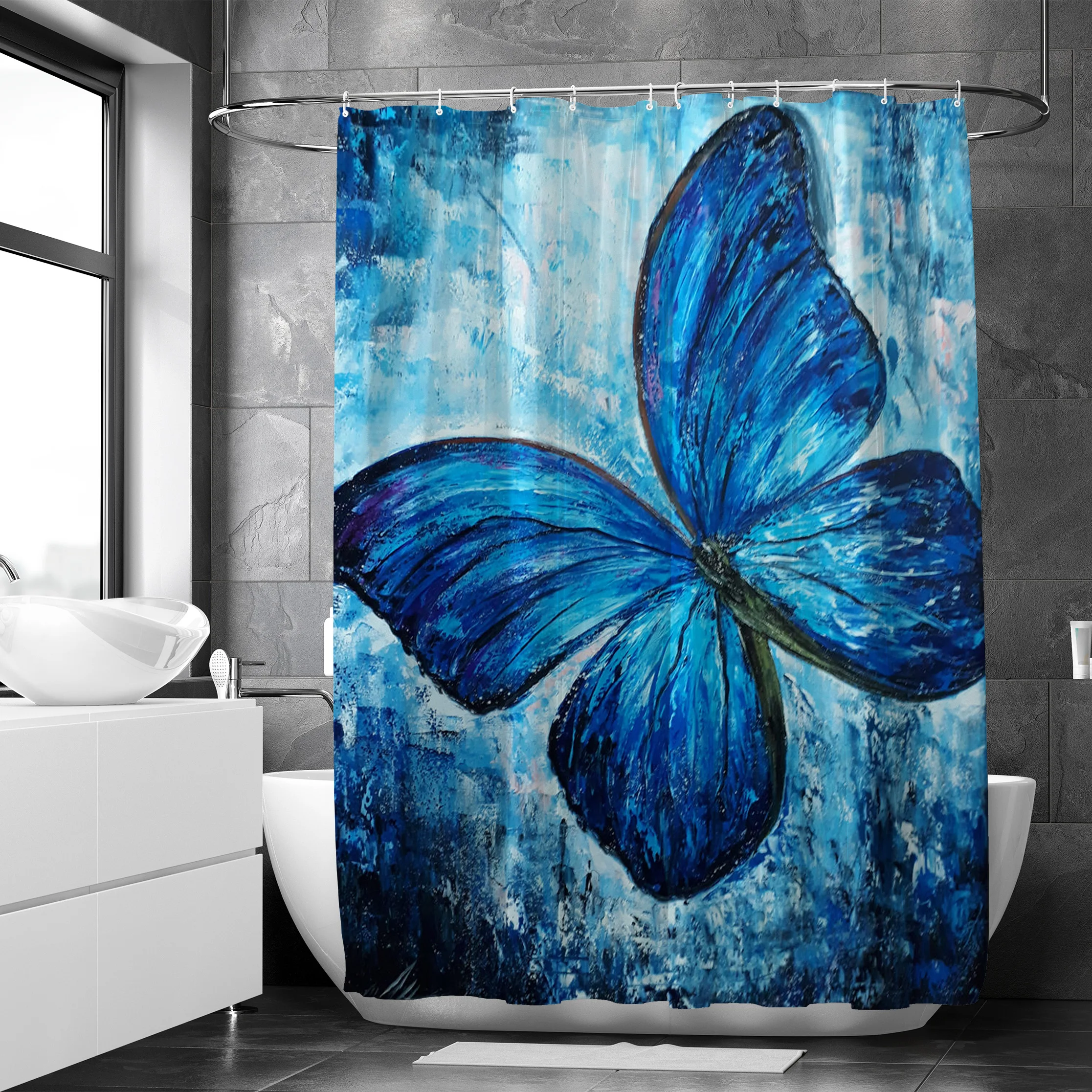 Цена Водонепроницаемая душевая занавеска в форме бабочки с крючками