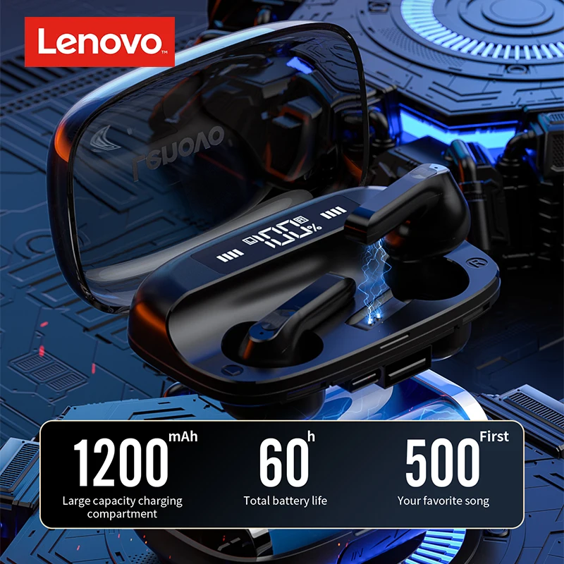 

TWS-наушники Lenovo QT81 с зарядным футляром, 1200 мАч
