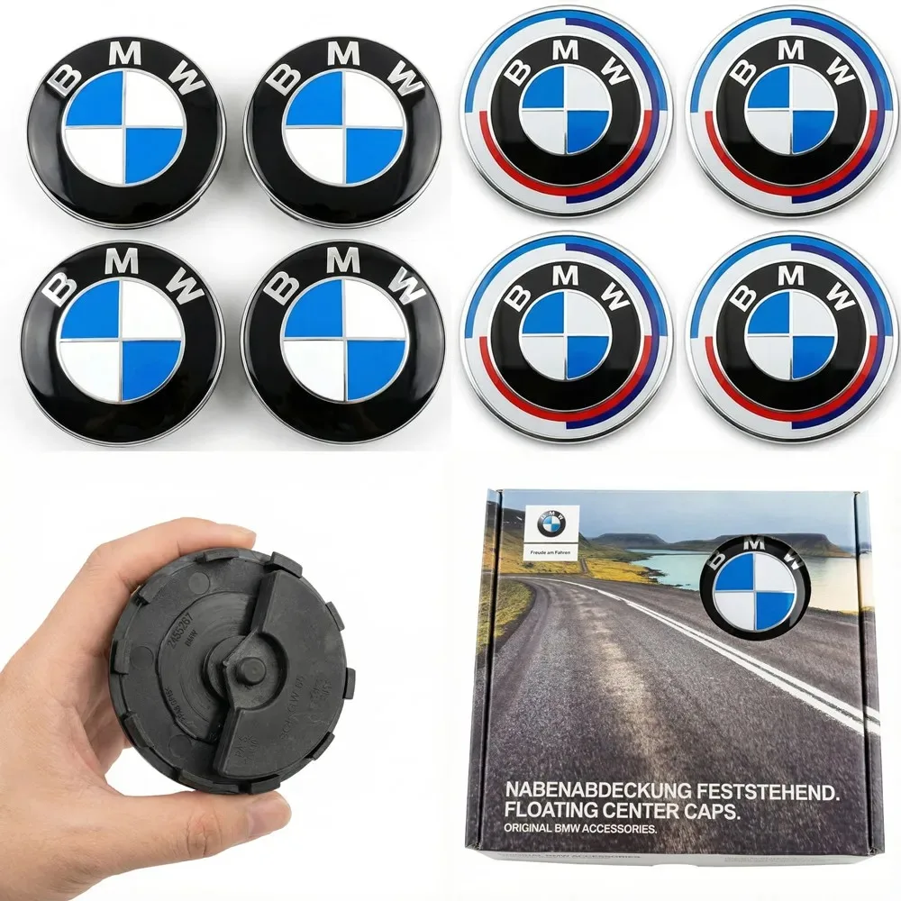 Фото Комплект из 4 колпачков для дисков (56/68 мм) с черно-белым логотипом BMW к 50-летию – подходят для M E39 E46 E60 G20 M5 X3 X5 F48 F90 G30 №2