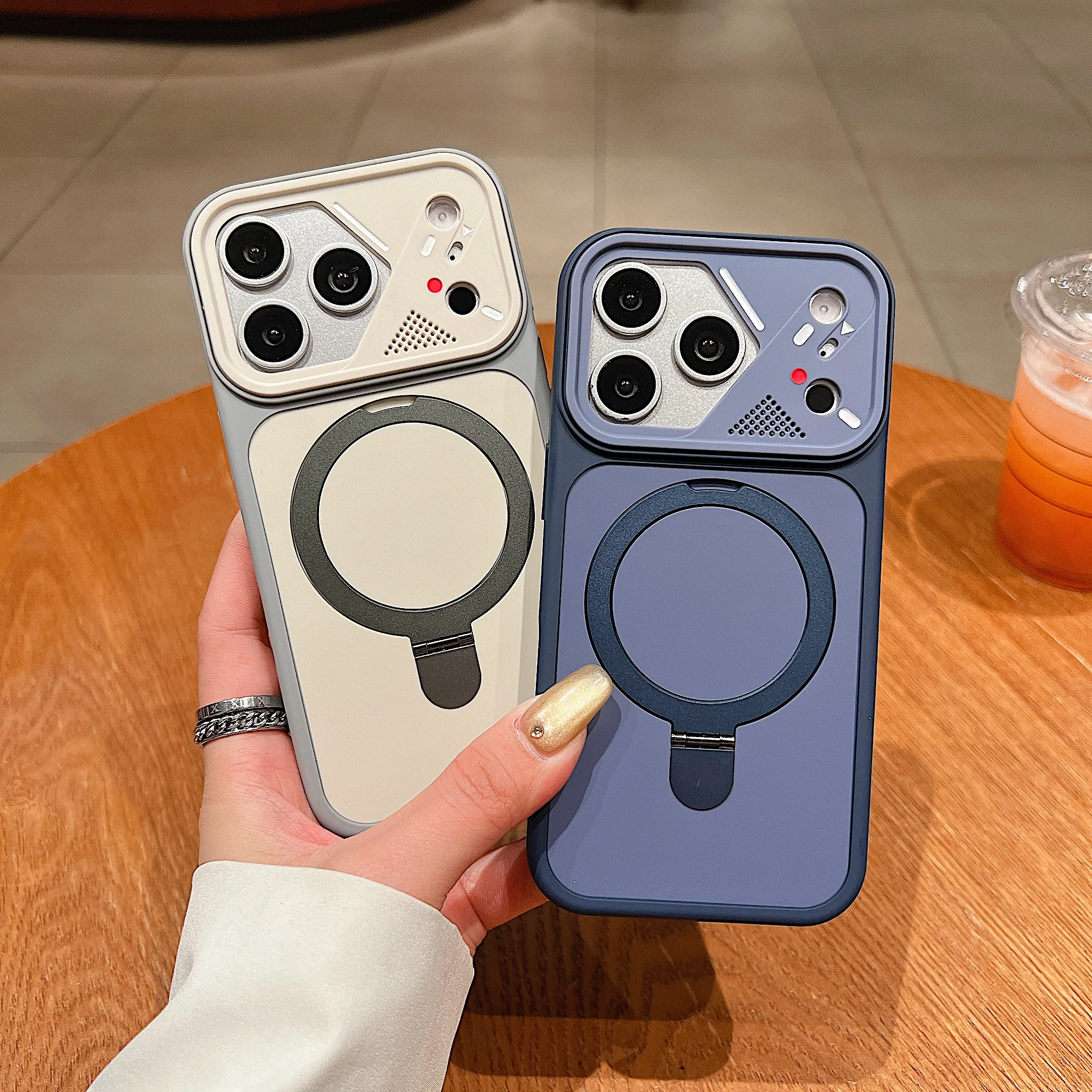 Фото Чехол для телефона с магнитной подставкой и эффектом мягкой кожи для iPhone 17 Air, 16, 15, 14 Plus, 13, 12, 11 Pro Max, роскошный тонкий чехол с магнитным кольцом №3