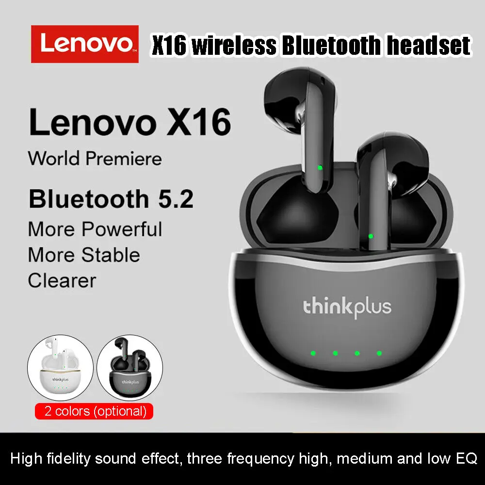 Купи Lenovo X16 Wireless Headphones Bluetooth 5.2 TWS Wireless Stereo Earphones HiFi Stereo Headset Sports Headphone With Dual Mic за 726 рублей в магазине AliExpress