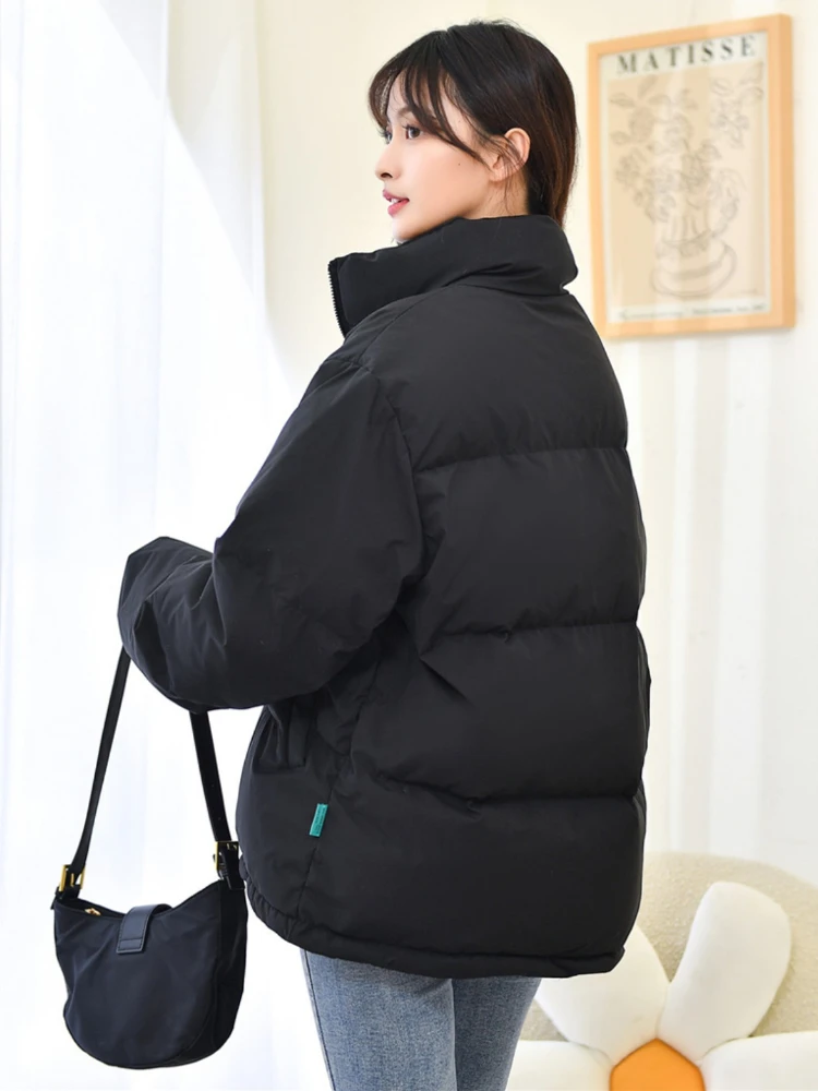 Women's Winter Puffer Jackets 2022 Green Oversized Bubble Coat Cotton Padding Warm Stand Collar Streetwear Outerwear Hot Sales