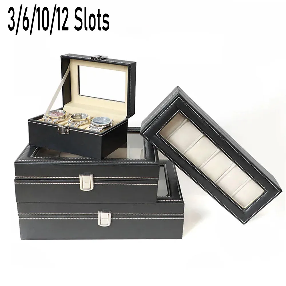 Luxury Pu Leather 3/6/10/12 Grids Watch Box For Men and Women Display Holder Stroge Case Best Gift Clock Jewelry Organizer