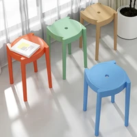 plastic stool thicken stackable dinning stool furniture pp squaer simple living room stools for home decoration colorful chair