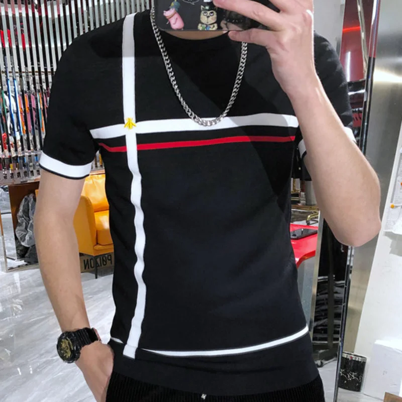 Футболка с вышитым рисунком пчелы Лоскутная цветная облегающая трикотажная