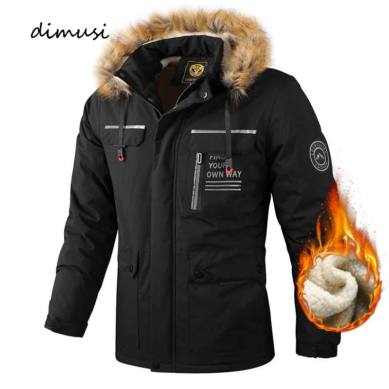 

DIMUSI Winter Men's Military Bomber Jackets Casual Outwear Man Fur Collar Thermal Hooded Coats Man Cotton Warm Jacket Clothing