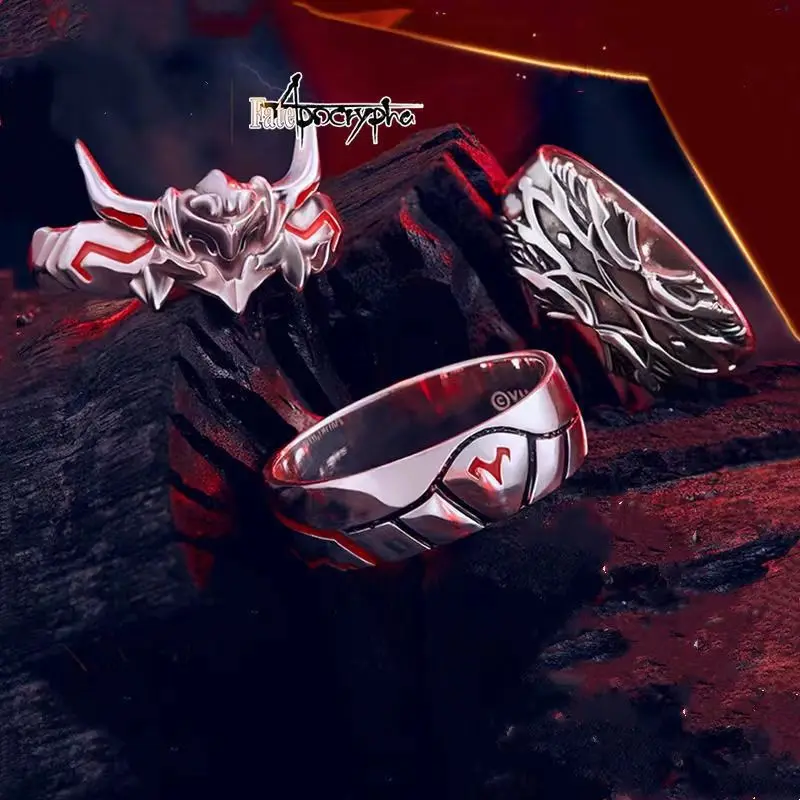 Fate/Apocrypha Мордред шлем Excalibur Thunder Тема кольцо для мужчин женщин эмаль S925 Серебряные