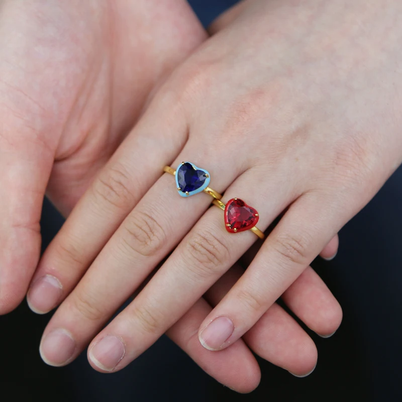 Красочные в форме сердца кубический цирконий CZ камни по месяцу рождения женские