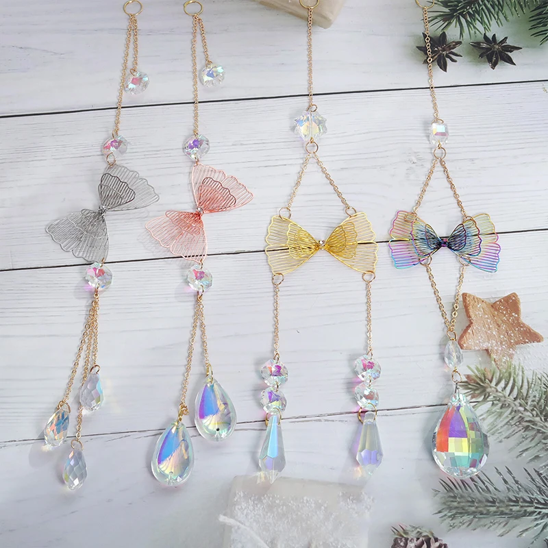 

Exquisite Beautiful Crystal Butterfly Pendants Garden Window Wedding Hanging Drop Home Modern Minimalist Decorations