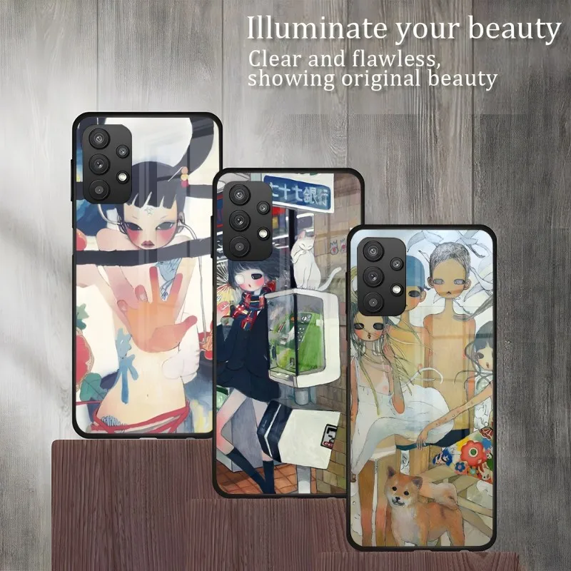 

Aya Takano Phone Case For Samsung A71 A81 A50 A42 A52 A22 A21 A20 A31 A12 A51 A40 A10 A32 A72 A30 Back Tempered Glass Cover