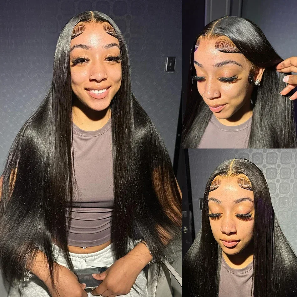 200 плотность длинные кости прямой 13x 6 кружевной передний парик 30 32 34 дюйма